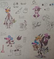 Or Treat Trick bag cape cat enemy gargoyle ghost hat lantern mask monster monsters recurring trio // 2619x2861 // 992.9KB