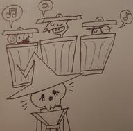 Or Treat Trick alice cat gargoyle ghost singing song trash trashcan trio // 2436x2404 // 539.2KB